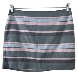 Gap Striped Woven Mini Skirt 2 Grey Pink Blue Tailored Preppy Academia Mod‎